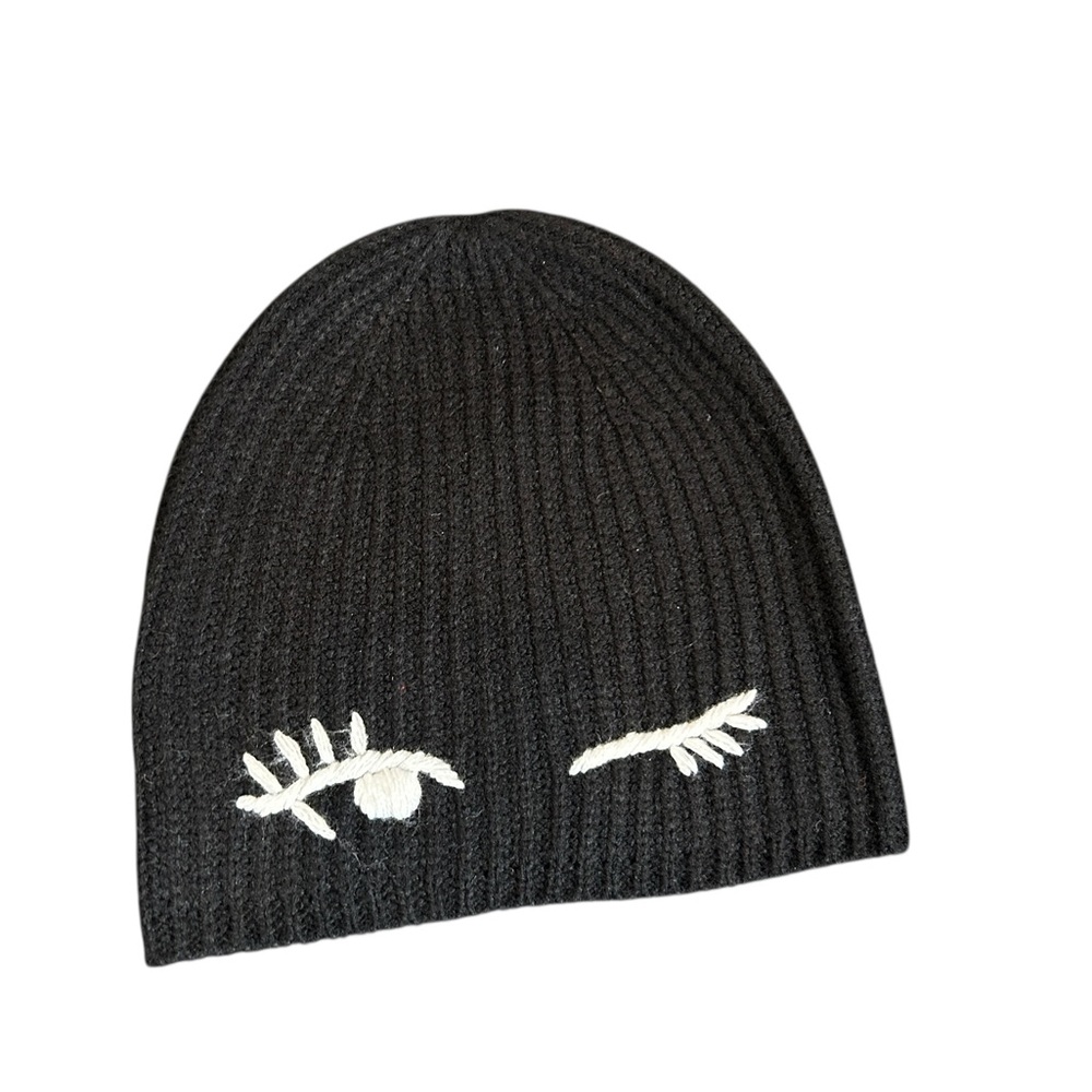 Kate Spade New York Winking Eye Beanie Black Knit Hat Women’s One Size